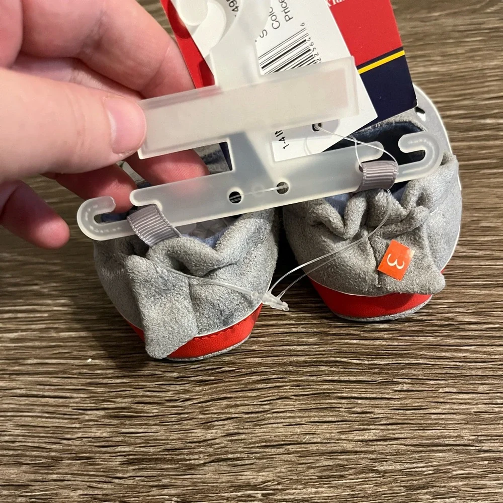 Beverly Hills Polo Club Gray and Red Baby Crib Shoes